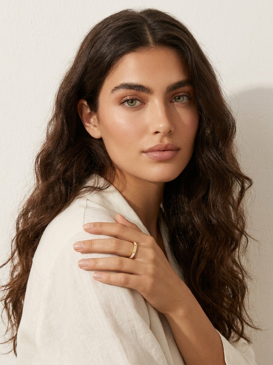 Gold-Tone Ring with Clear Crystals