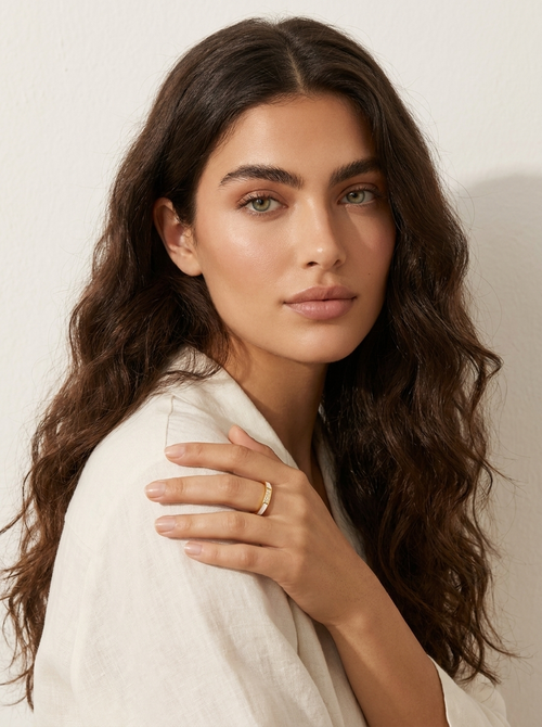 Gold-Tone Ring with Clear Crystals