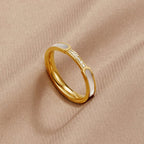 Gold-Tone Ring with Clear Crystals