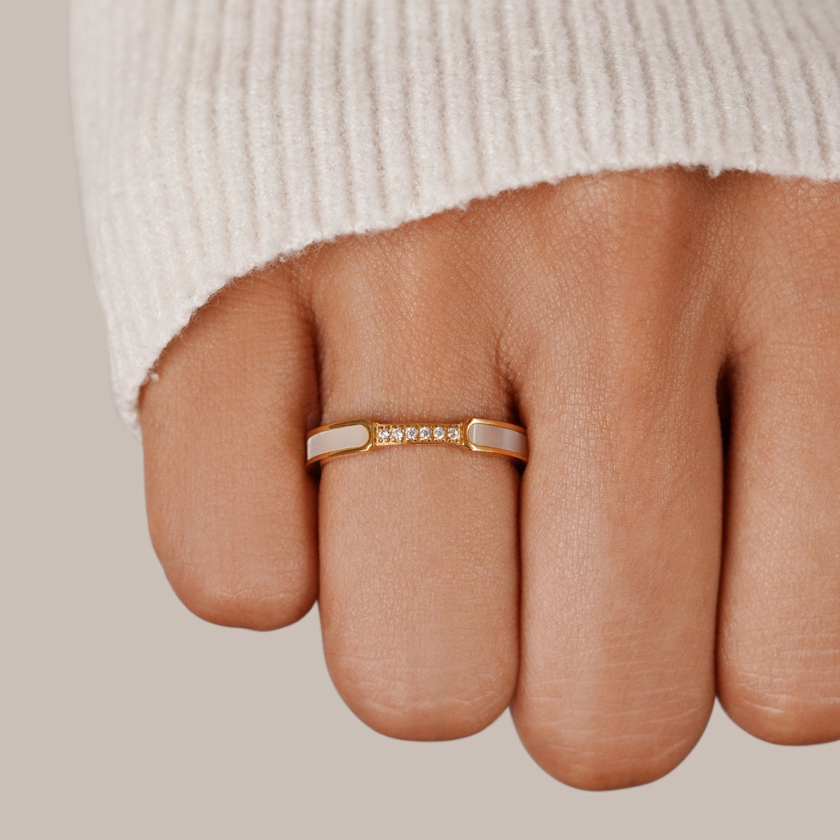 Gold-Tone Ring with Clear Crystals