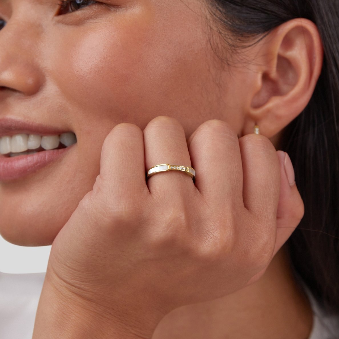 Gold-Tone Ring with Clear Crystals