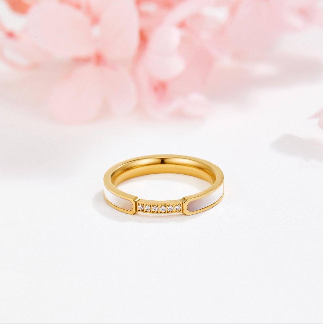Gold-Tone Ring with Clear Crystals