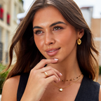 Gold-Tone Layered Open Ring with White Inlay