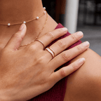 Gold-Tone Layered Open Ring with White Inlay