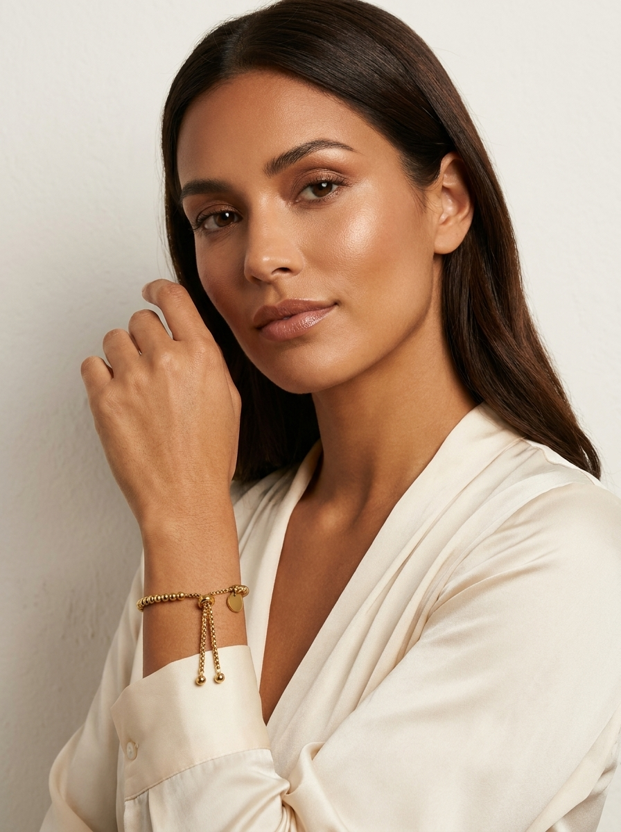 Women's Beaded Bracelet with Sliding Chain
