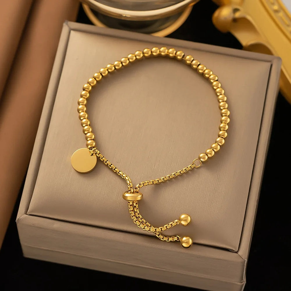 Women's Beaded Bracelet with Sliding Chain