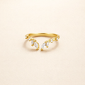 Women's Gold-Tone Open Ring with Clear Stones