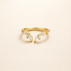 Women's Gold-Tone Open Ring with Clear Stones