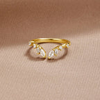 Women's Gold-Tone Open Ring with Clear Stones