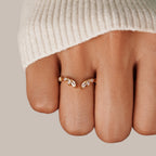 Women's Gold-Tone Open Ring with Clear Stones