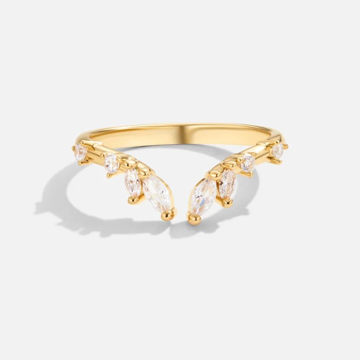 Women's Gold-Tone Open Ring with Clear Stones