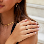 Women's Gold-Tone Open Ring with Clear Stones