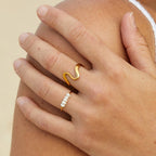 Women's Gold-Tone Ring with White Beads