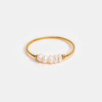 Women's Gold-Tone Ring with White Beads