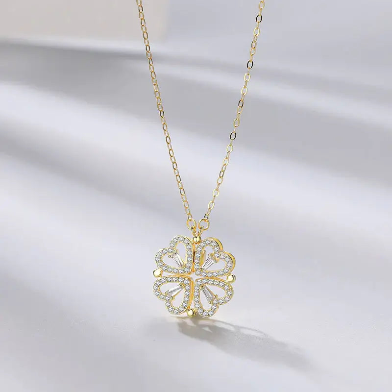 Women's Heart Clover Pendant Necklace
