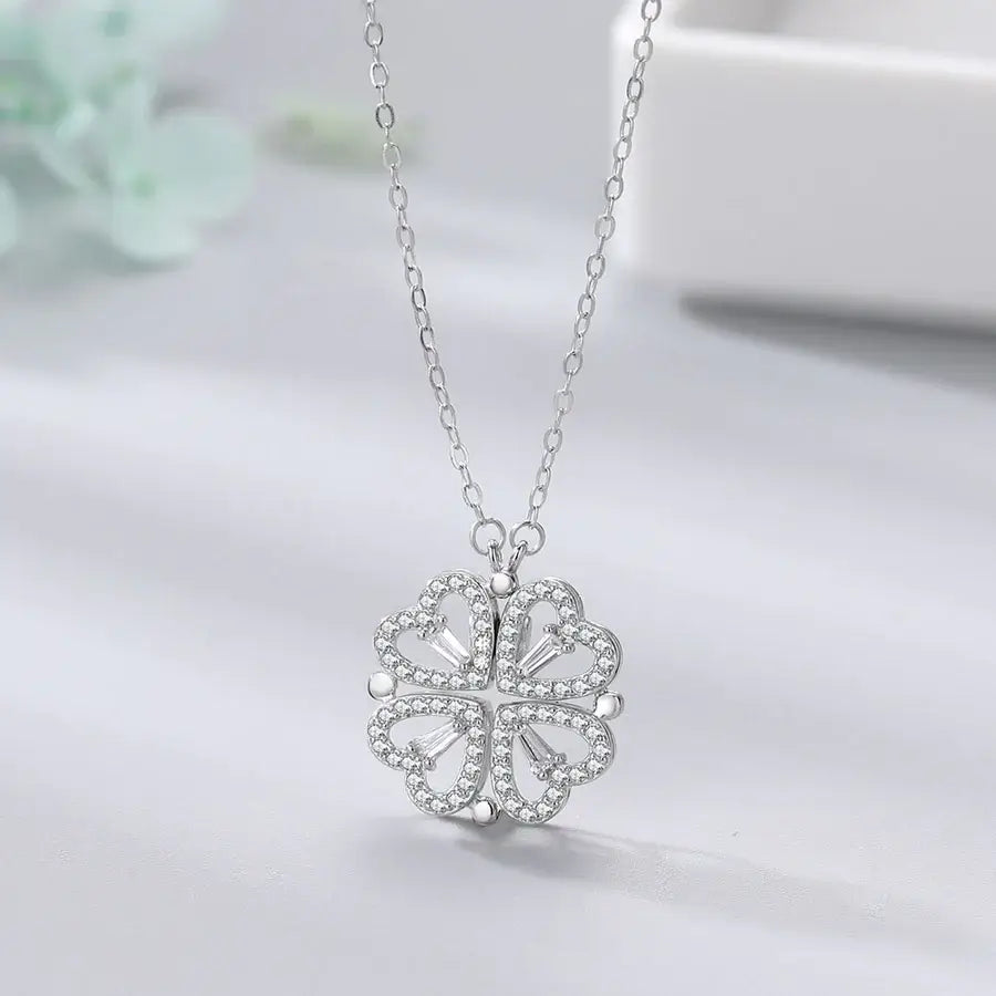 Women's Heart Clover Pendant Necklace