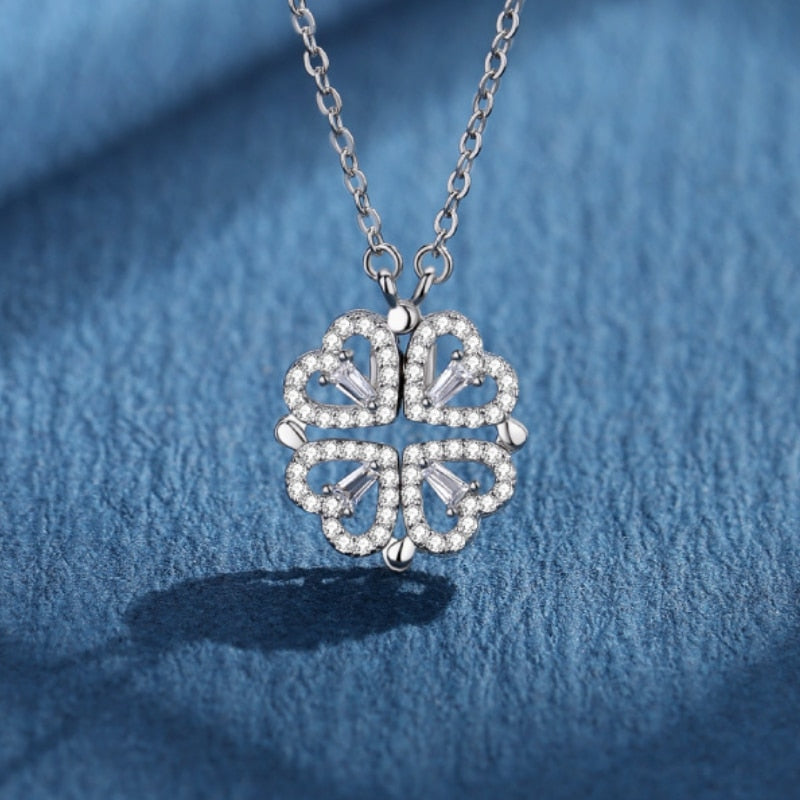 Women's Heart Clover Pendant Necklace