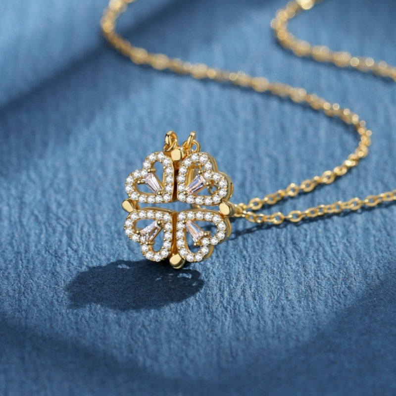 Women's Heart Clover Pendant Necklace