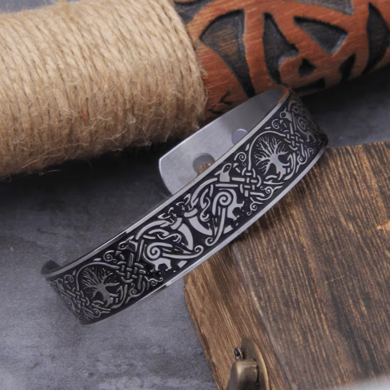 Men's Engraved Open-End Cuff Bracelet