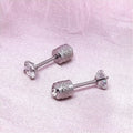 Men's Round-Cut Stone Stud Earrings