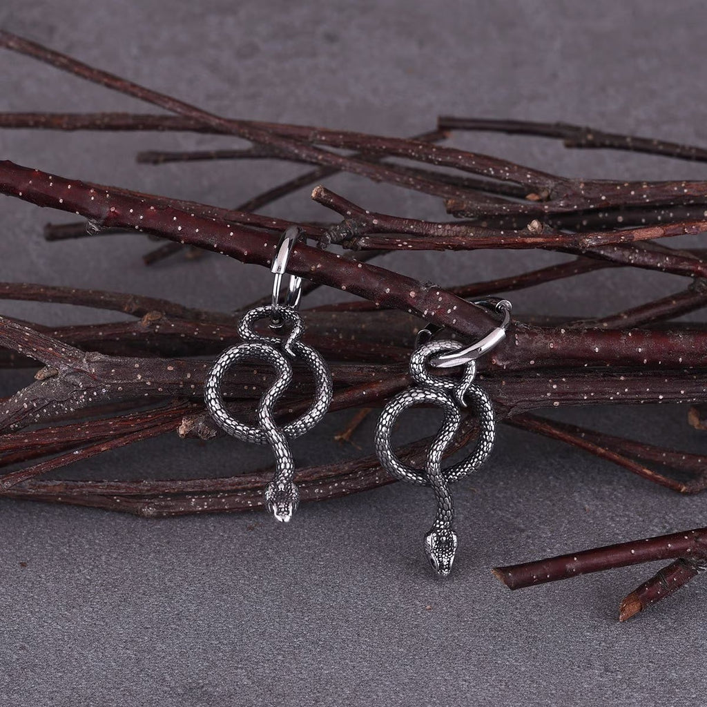 Men's Snake Charm Hoop Earrings