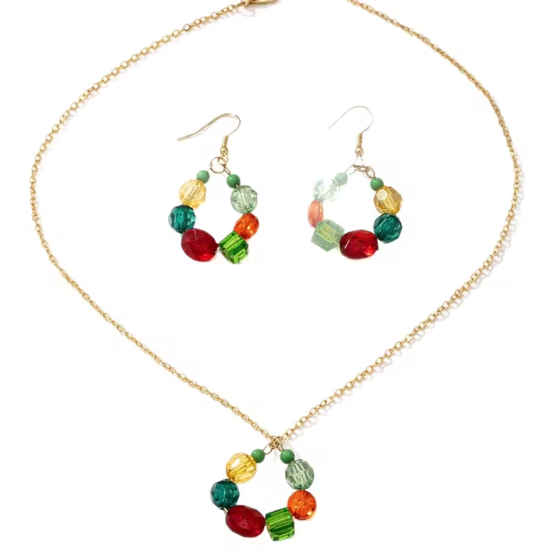 Women's Beaded Necklace and Drop Earrings Set