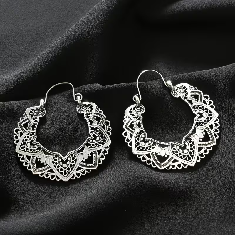Women's Hoop Earrings with Geometric Cutouts