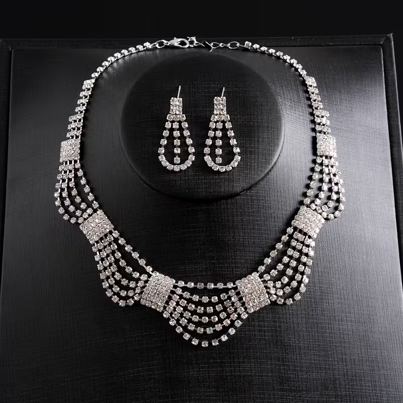 Women's Multi-Strand Necklace and Earrings Set